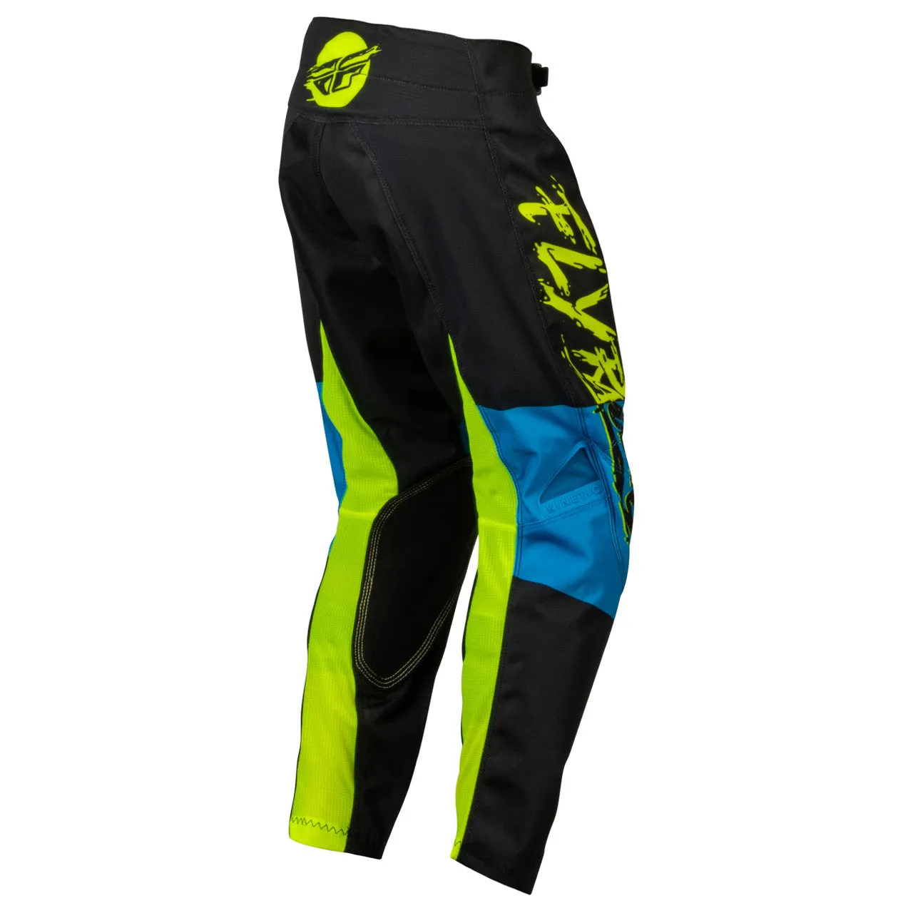 2023 Fly Racing Kinetic Khaos Youth Motocross Pants (Hi-Viz/Black/Cyan, UK Size:24)