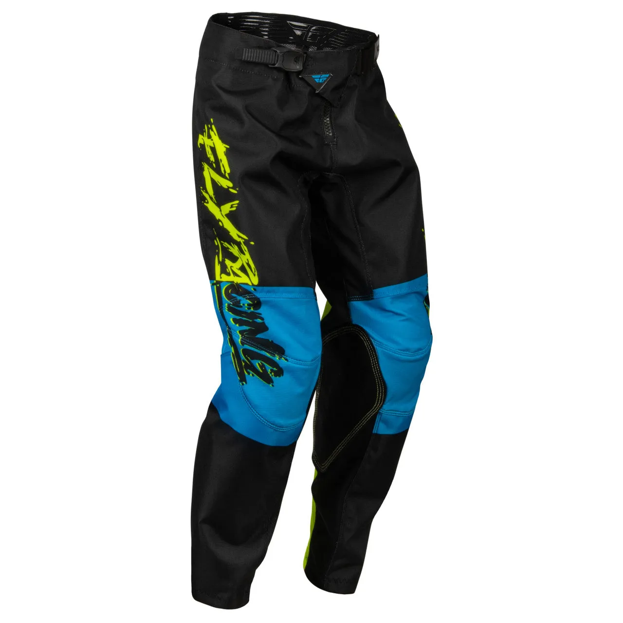 2023 Fly Racing Kinetic Khaos Youth Motocross Pants (Hi-Viz/Black/Cyan, UK Size:24)