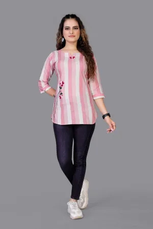 Aarvi Pink Cotton Tunics