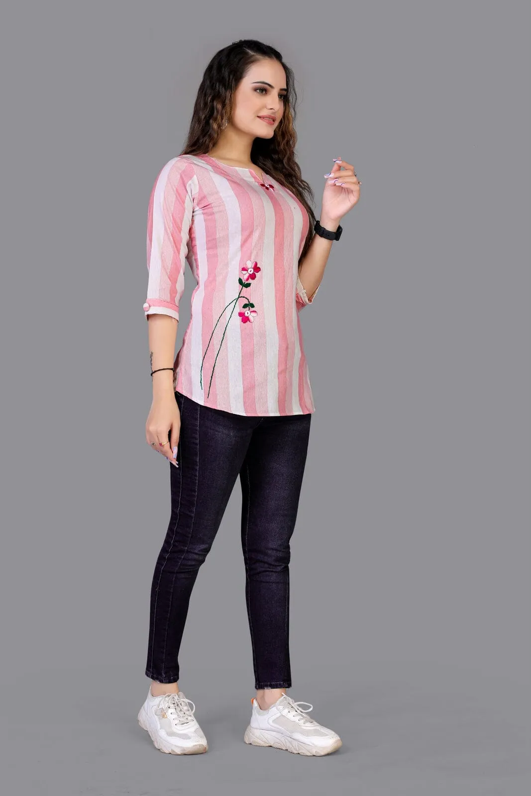 Aarvi Pink Cotton Tunics