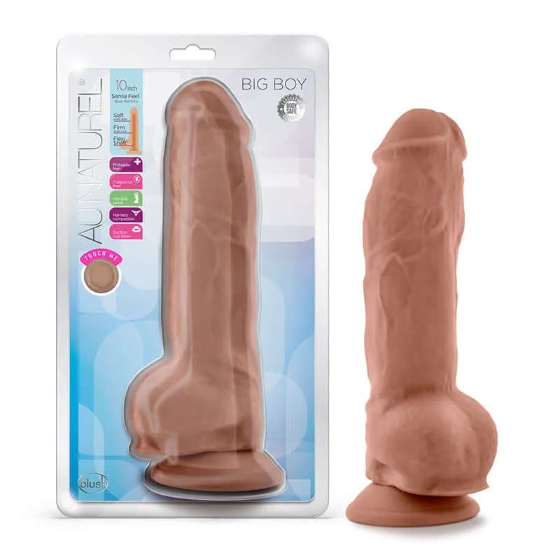 Au Naturel Big Boy 10-Inch Dildo in Mocha - Realistic Sensa Feel Pleasure