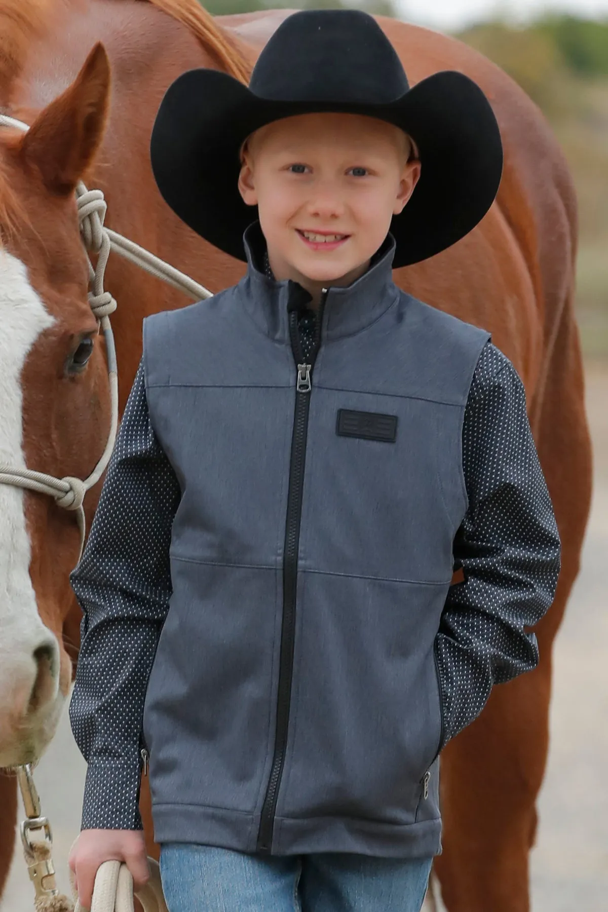 Cinch Boy's Navy Match Dad Softshell Vest