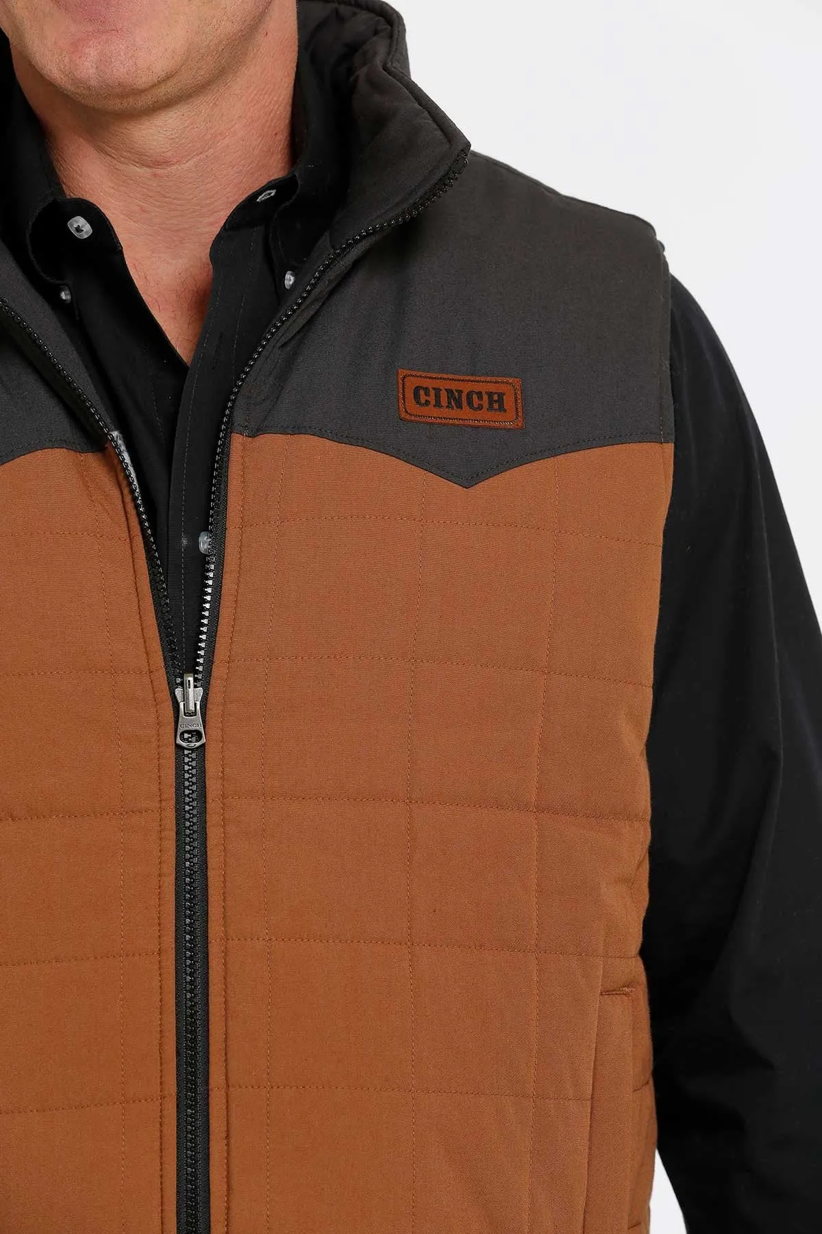 Cinch Men's Brown Quilted Reversible Vest