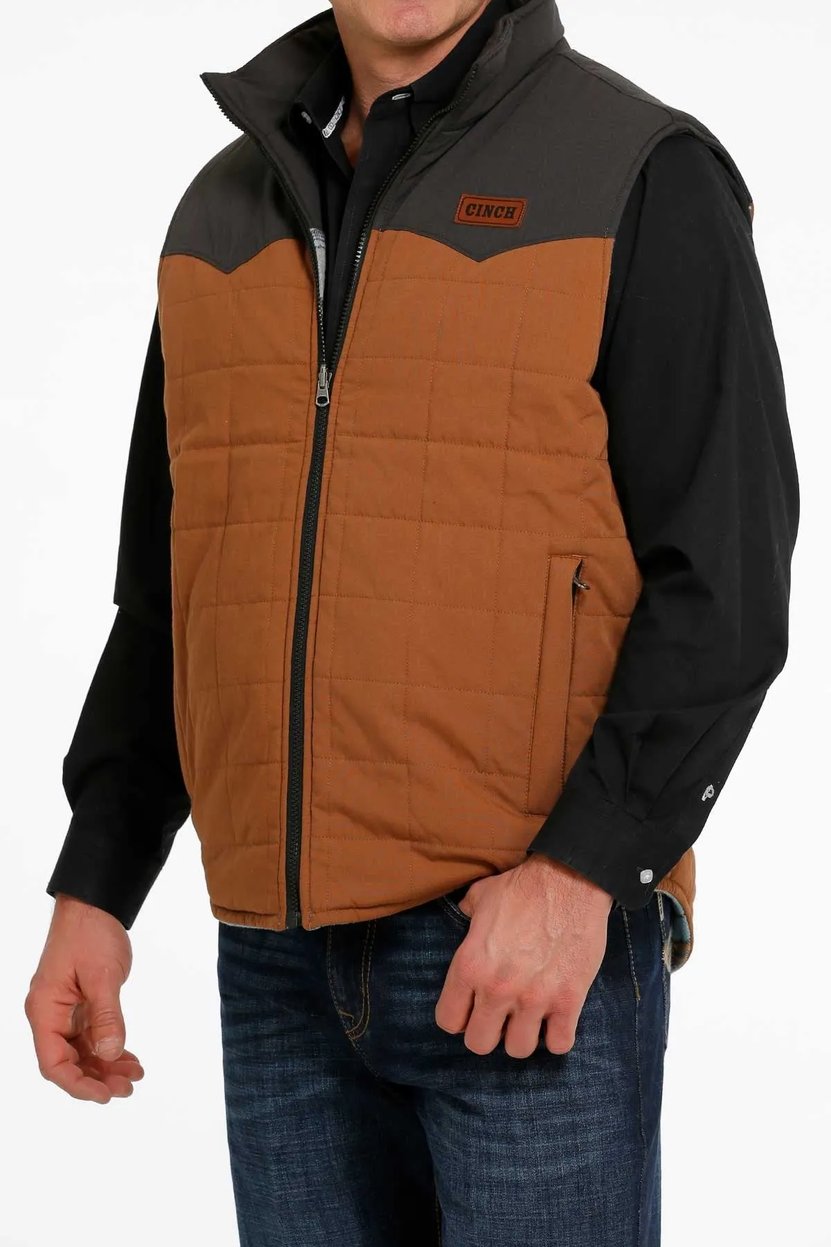 Cinch Men's Brown Quilted Reversible Vest