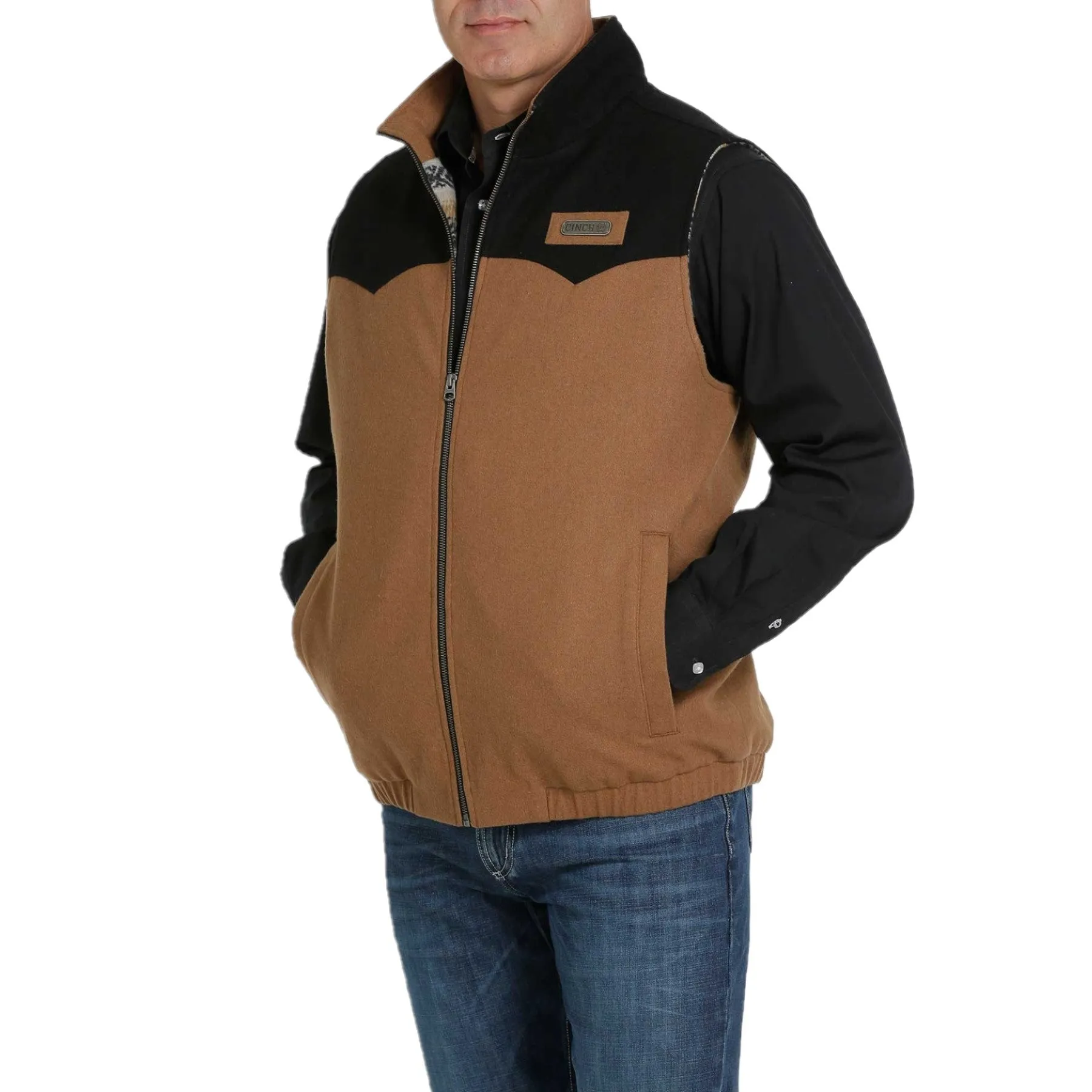 Cinch Men's Concealed Carry Brown and Black Wooly Vest MWV1543003