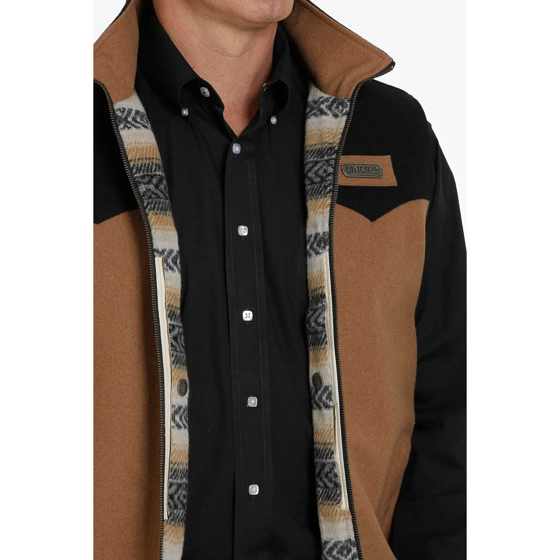 Cinch Men's Concealed Carry Brown and Black Wooly Vest MWV1543003