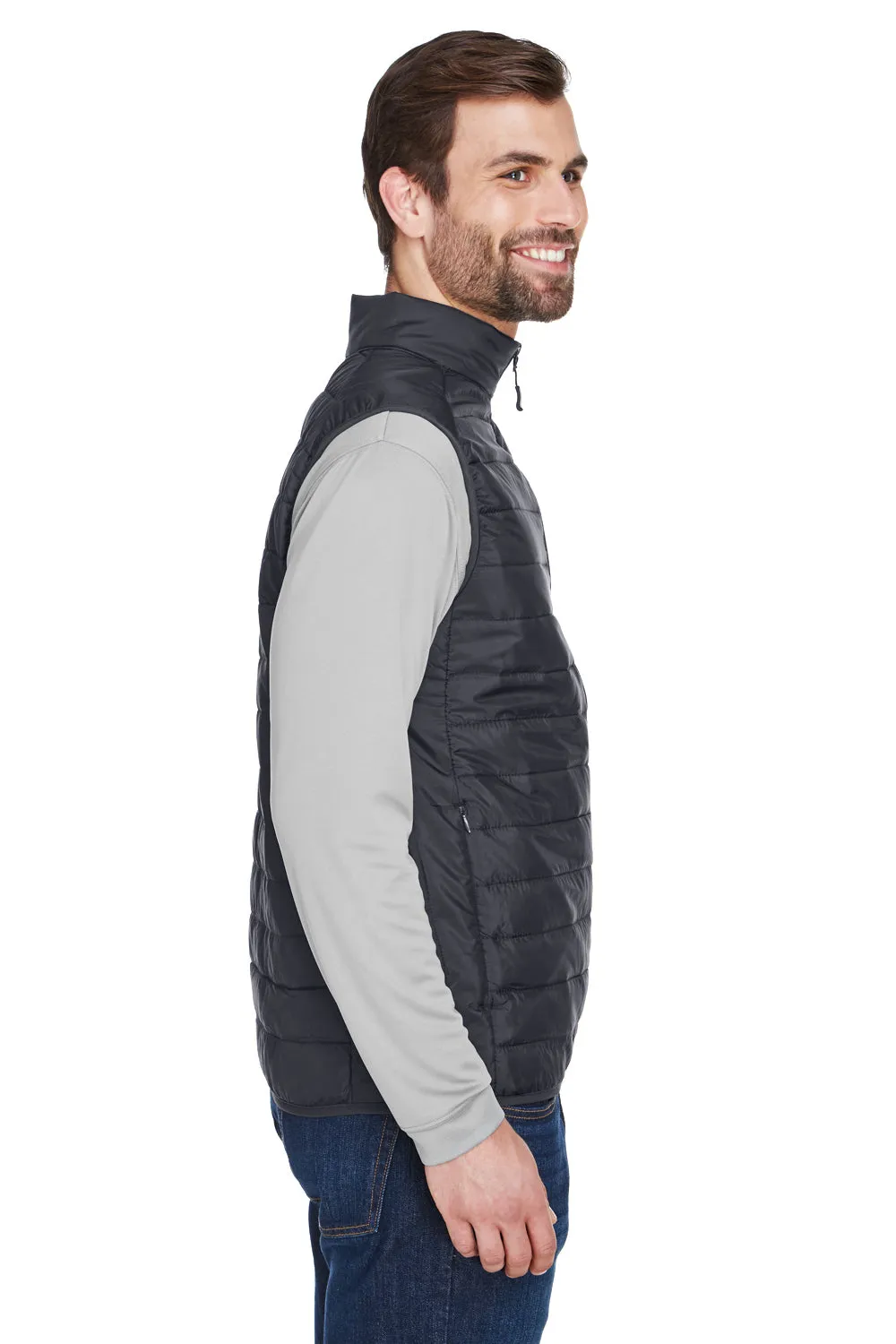 Core 365 Mens Prevail Packable Puffer Water Resistant Full Zip Vest - Carbon Grey