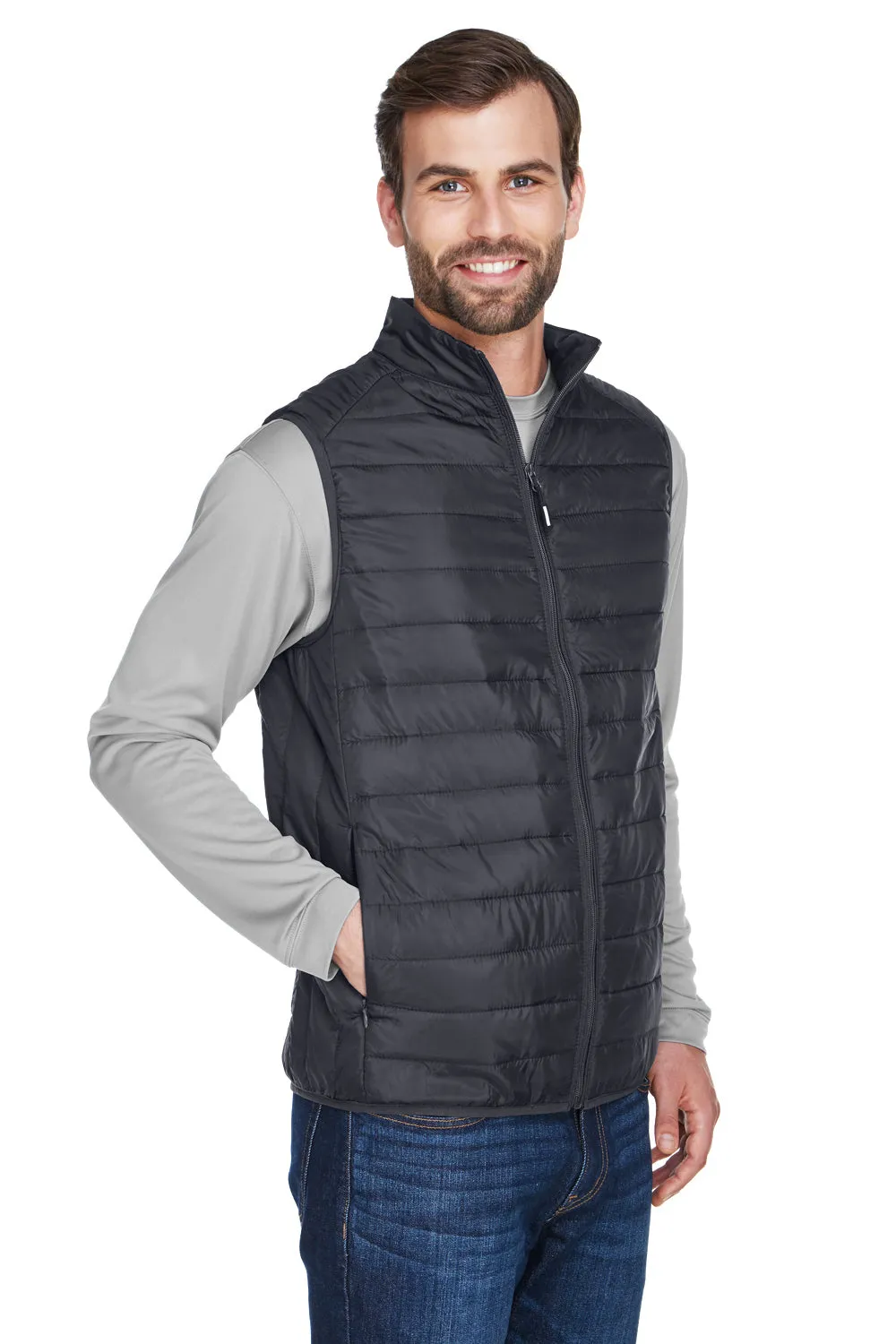 Core 365 Mens Prevail Packable Puffer Water Resistant Full Zip Vest - Carbon Grey