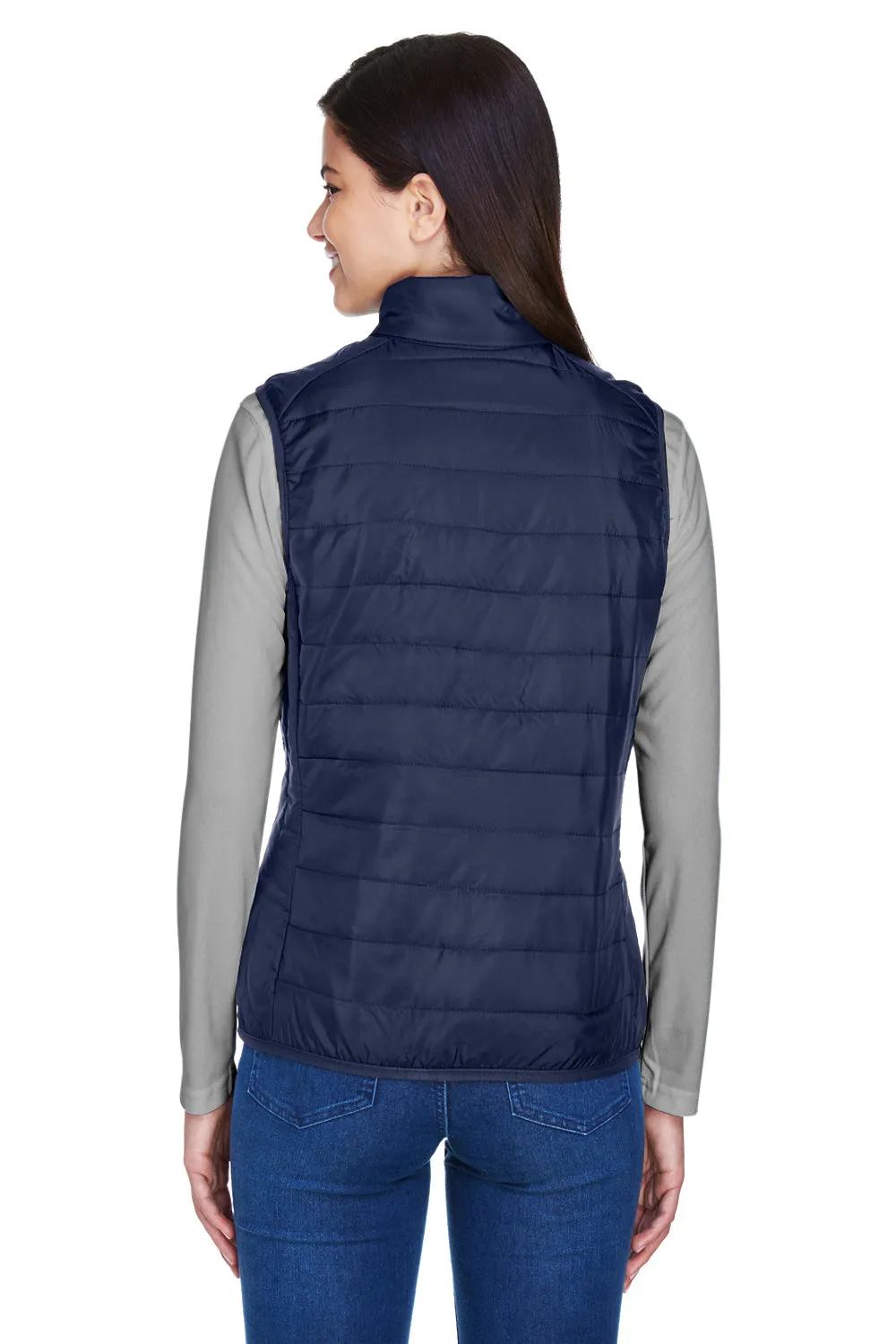 Core 365 Womens Prevail Packable Puffer Water Resistant Full Zip Vest - Classic Navy Blue