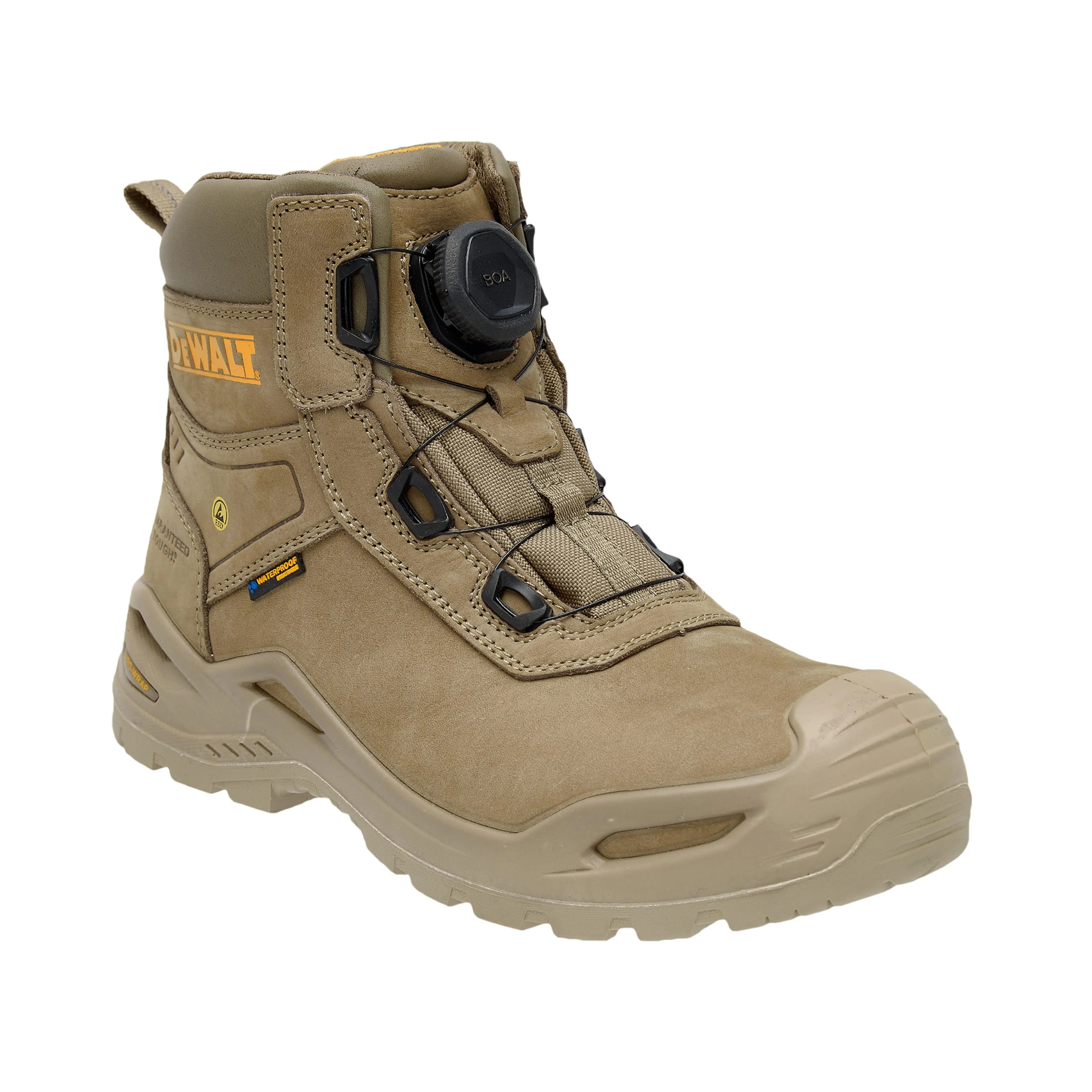 DEWALT Lander Mens Waterproof, BOA®, Nubuck Leather, Wide Fit, Non-Metallic Safety Toe Work Boot