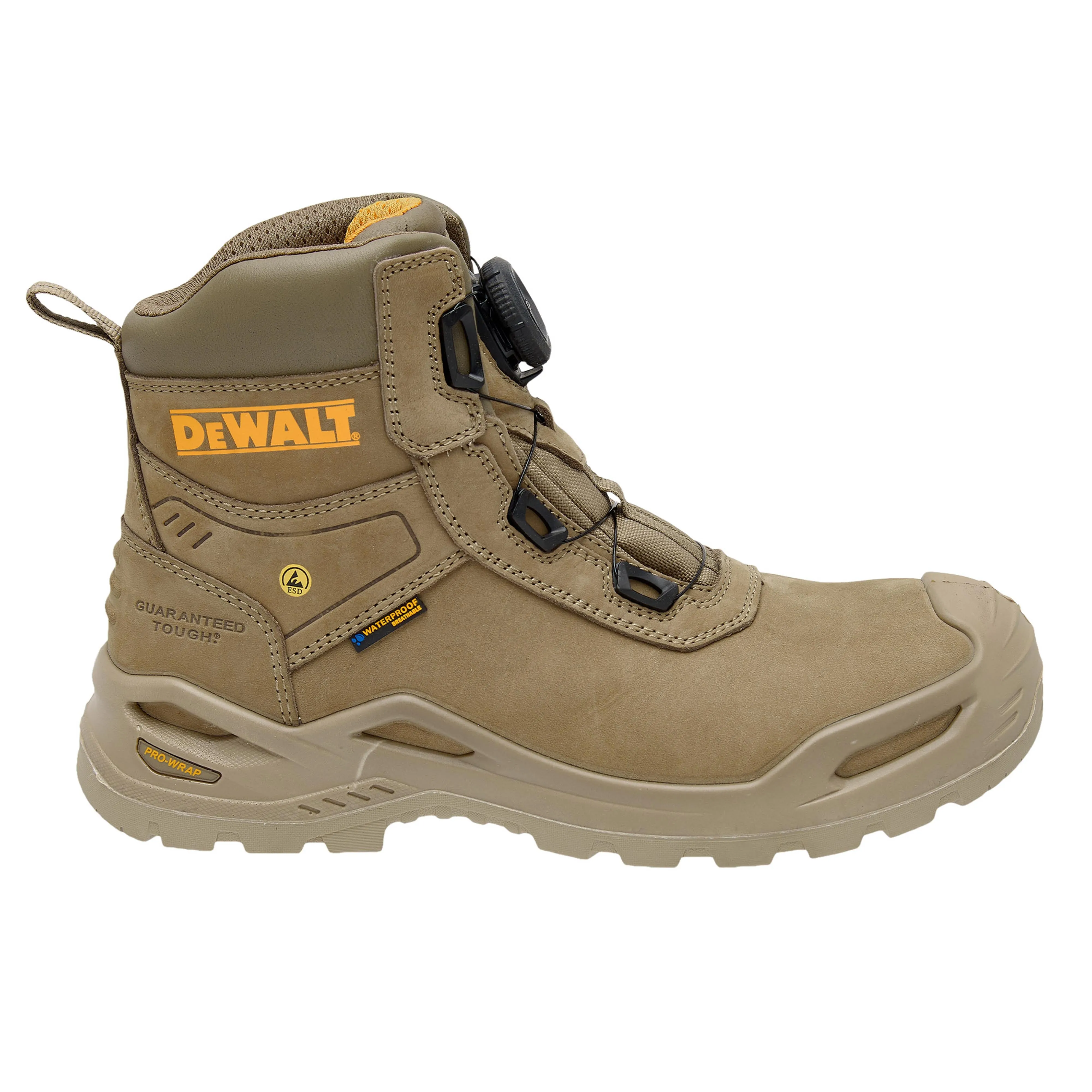 DEWALT Lander Mens Waterproof, BOA®, Nubuck Leather, Wide Fit, Non-Metallic Safety Toe Work Boot