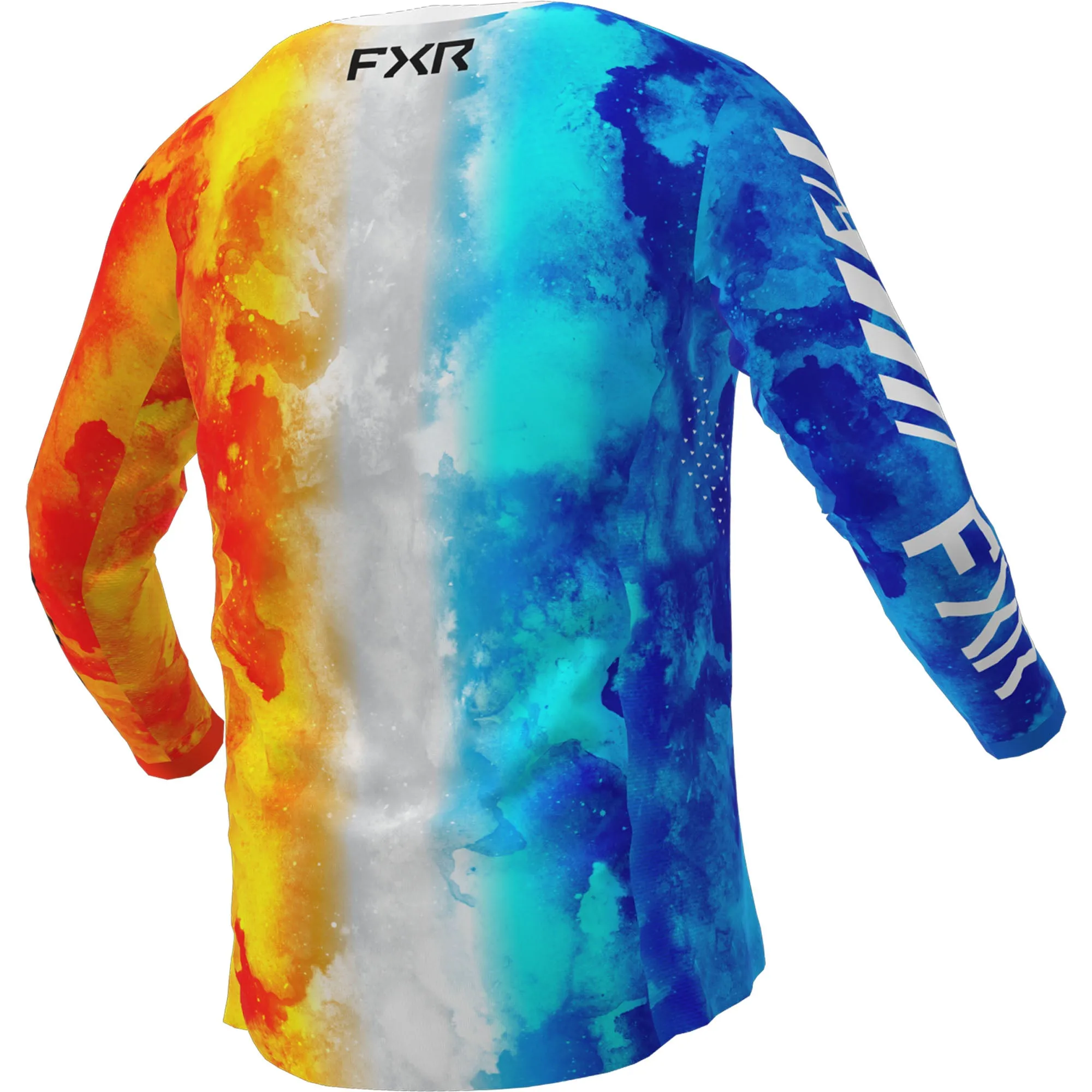 FXR  Podium MX Jersey Fire & Ice Lightweight Slim Fit Drop-Tail Hem Collared