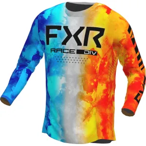 FXR  Podium MX Jersey Fire & Ice Lightweight Slim Fit Drop-Tail Hem Collared