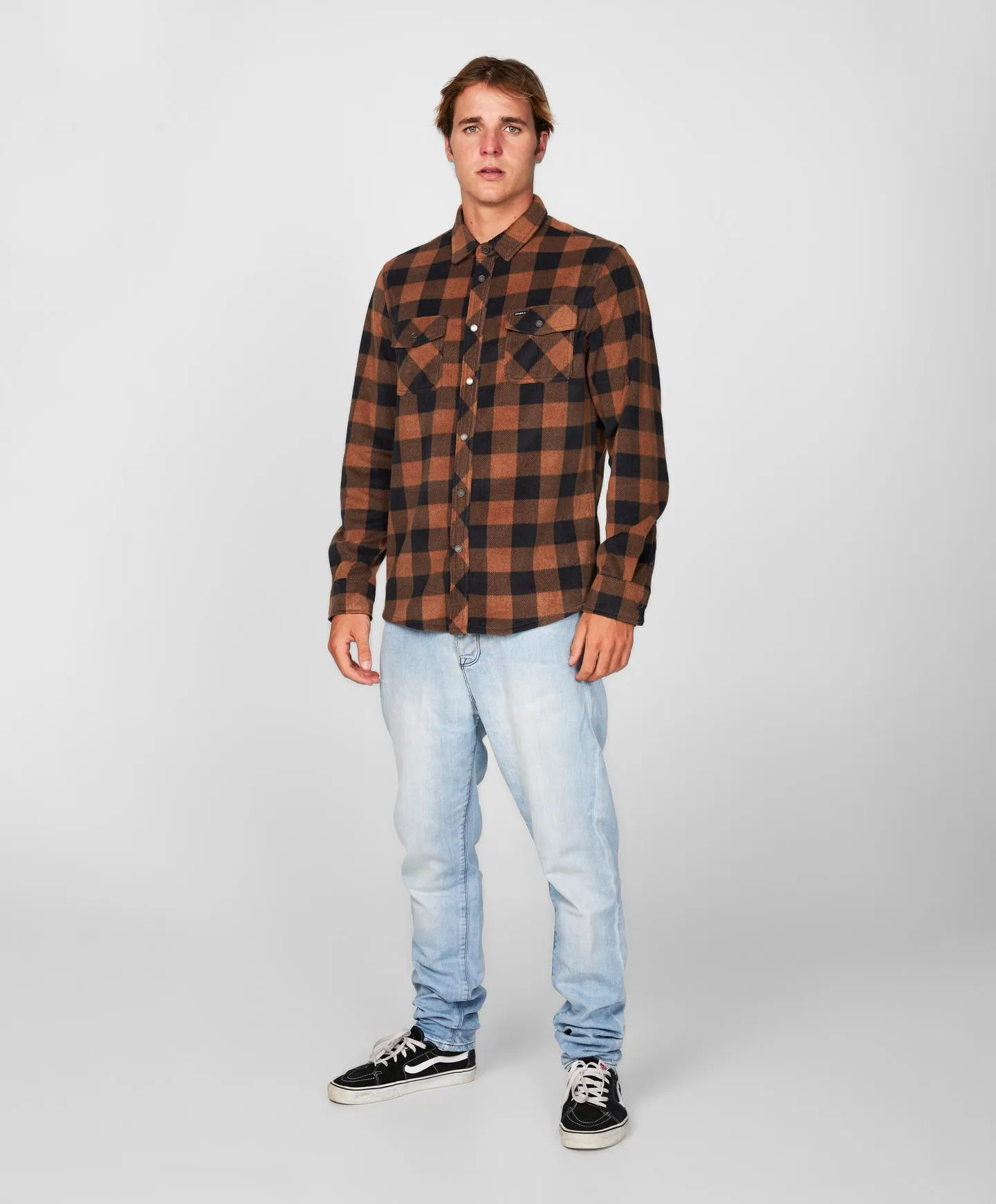 Glacier Plaid Superfleece Flannel Shirt - Brown