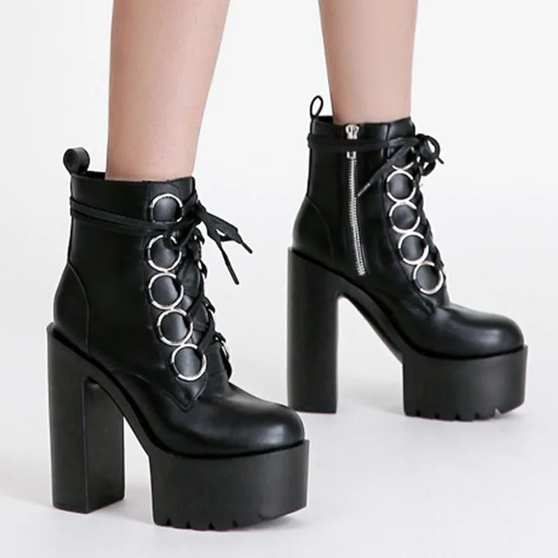 Halloween High Heeled Waterproof Platform Padded Boots