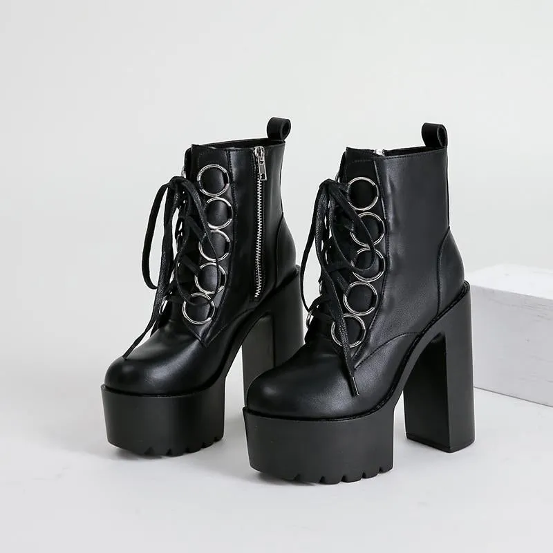 Halloween High Heeled Waterproof Platform Padded Boots