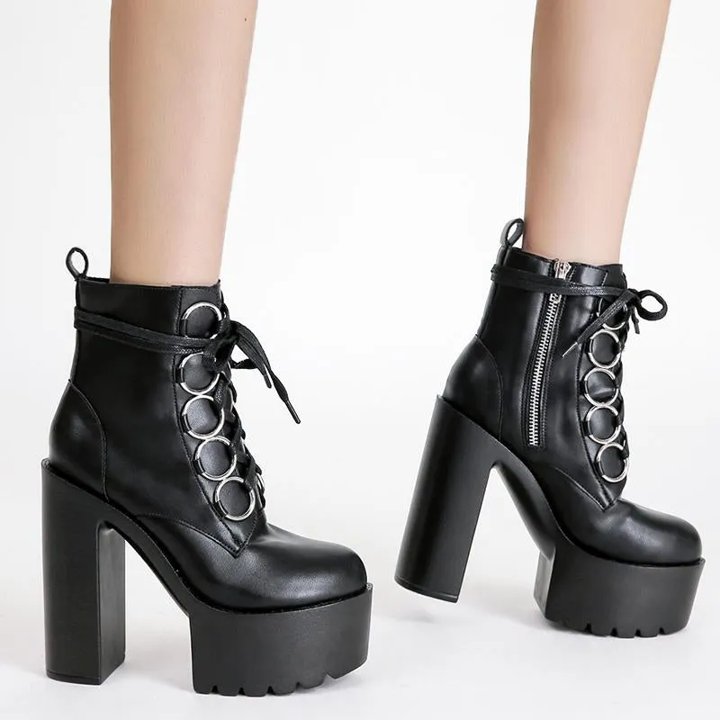 Halloween High Heeled Waterproof Platform Padded Boots