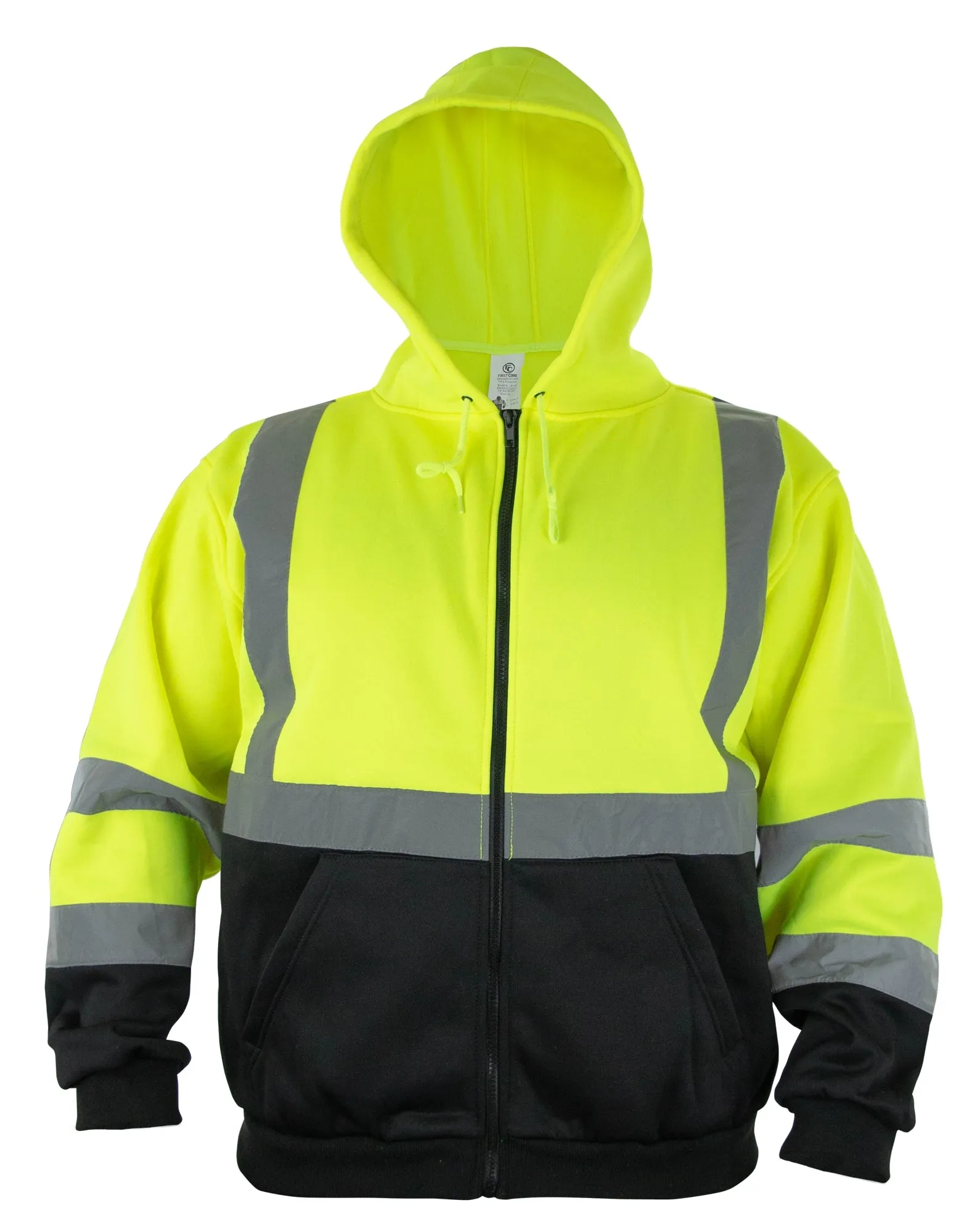 Hi-Visibility Safety Thermal Zippered Hoodie (Lime Green/Black)