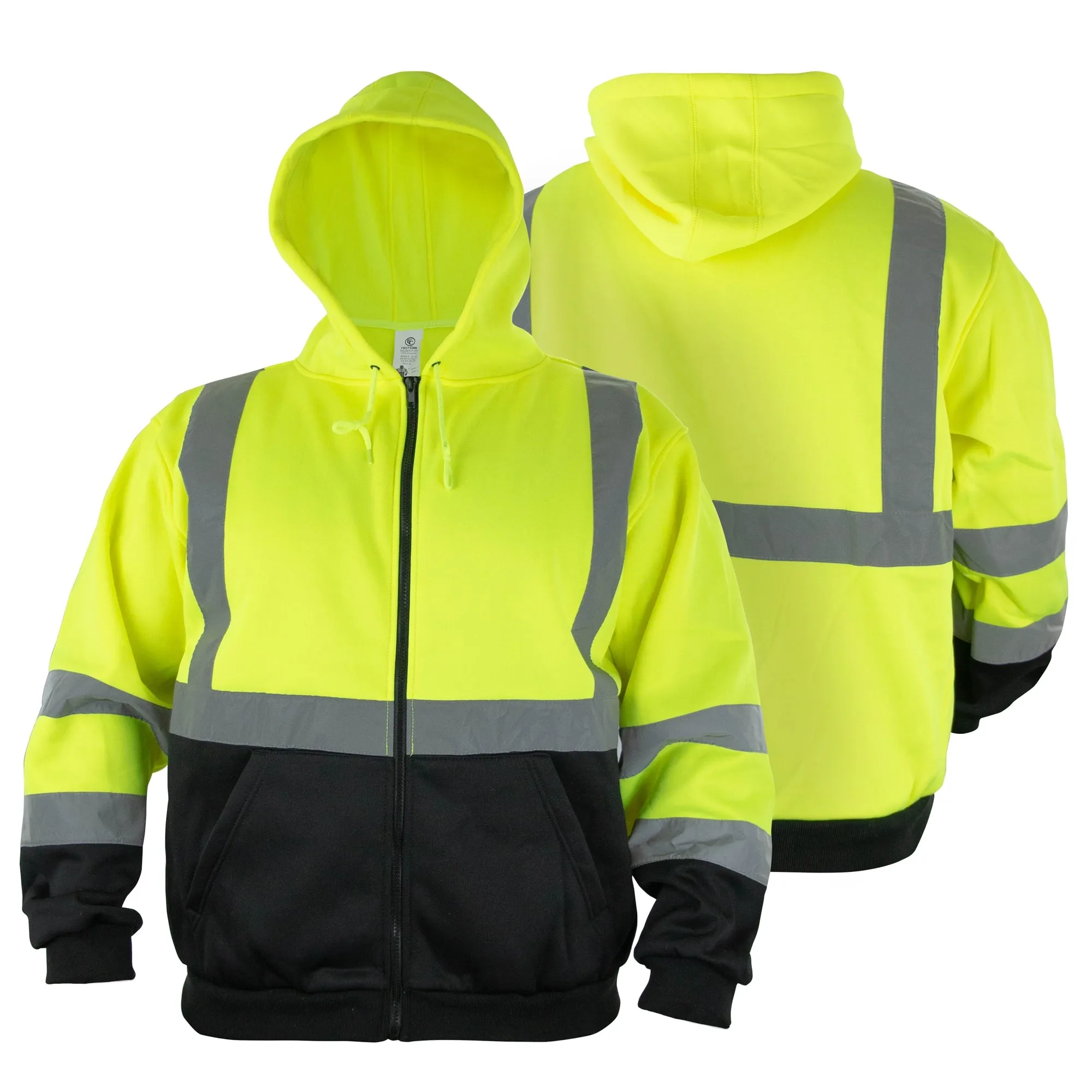 Hi-Visibility Safety Thermal Zippered Hoodie (Lime Green/Black)