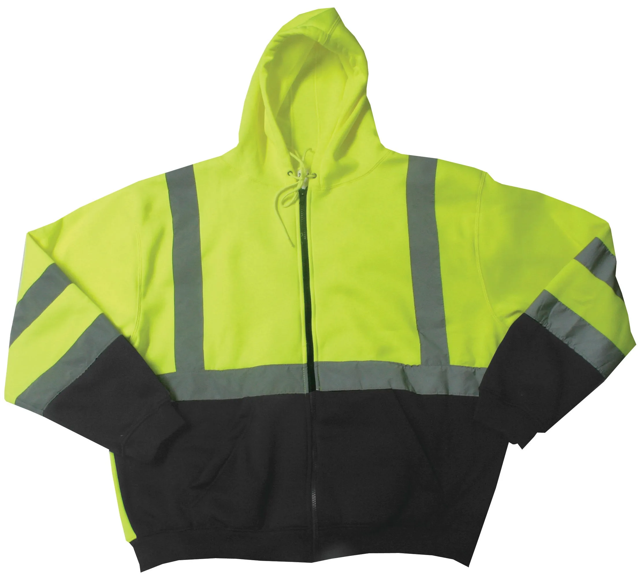 Hi-Visibility Safety Thermal Zippered Hoodie (Lime Green/Black)