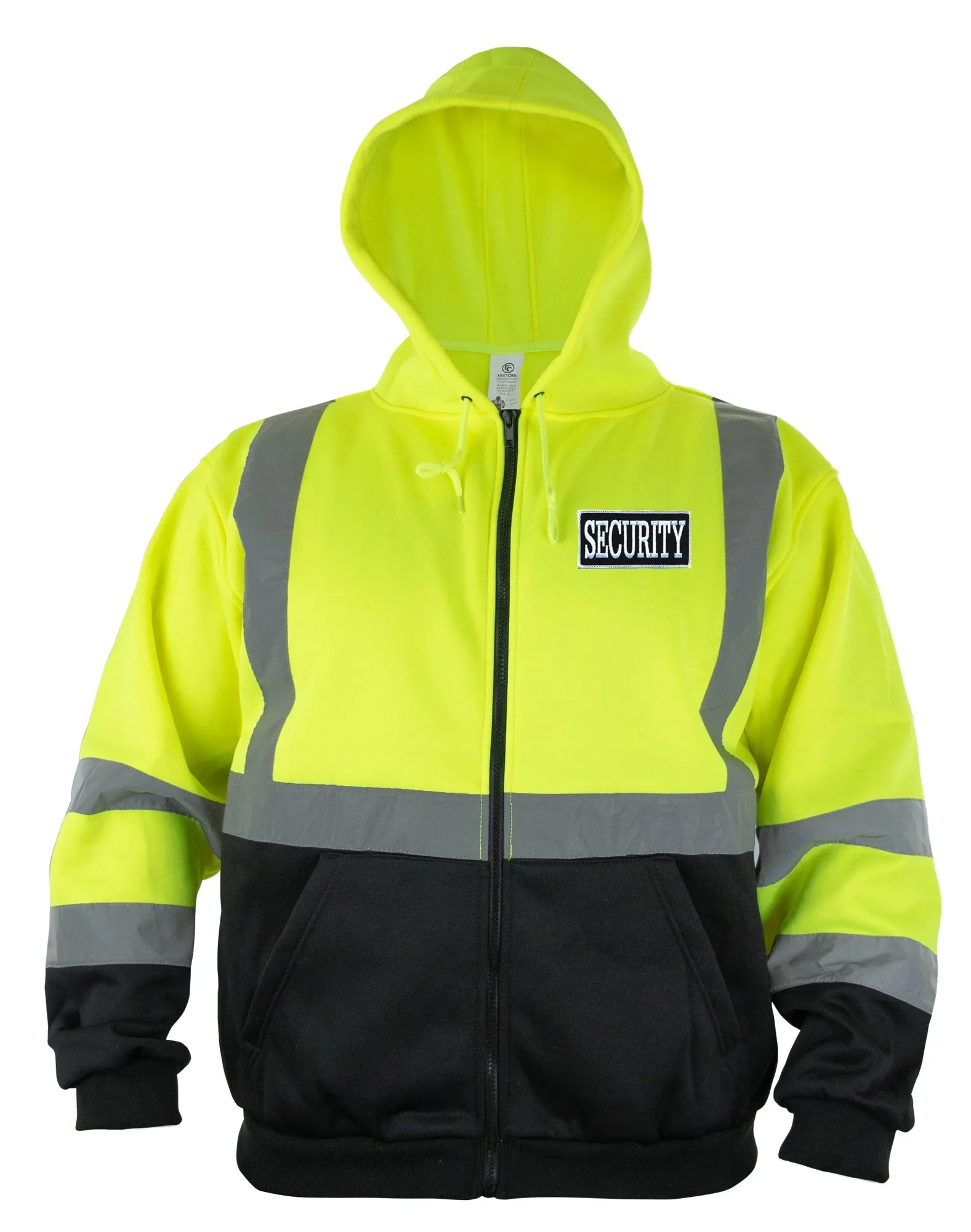 Hi-Visibility Safety Thermal Zippered Hoodie with Security ID (Lime Green/Black)