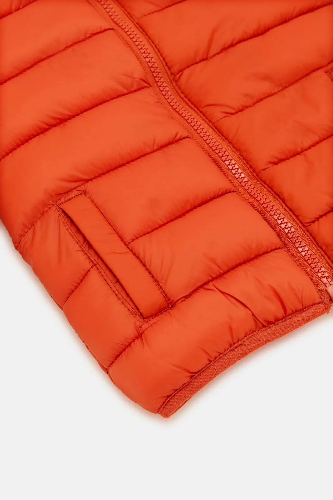 Infant Boys Orange Hoody Puffer Jacket