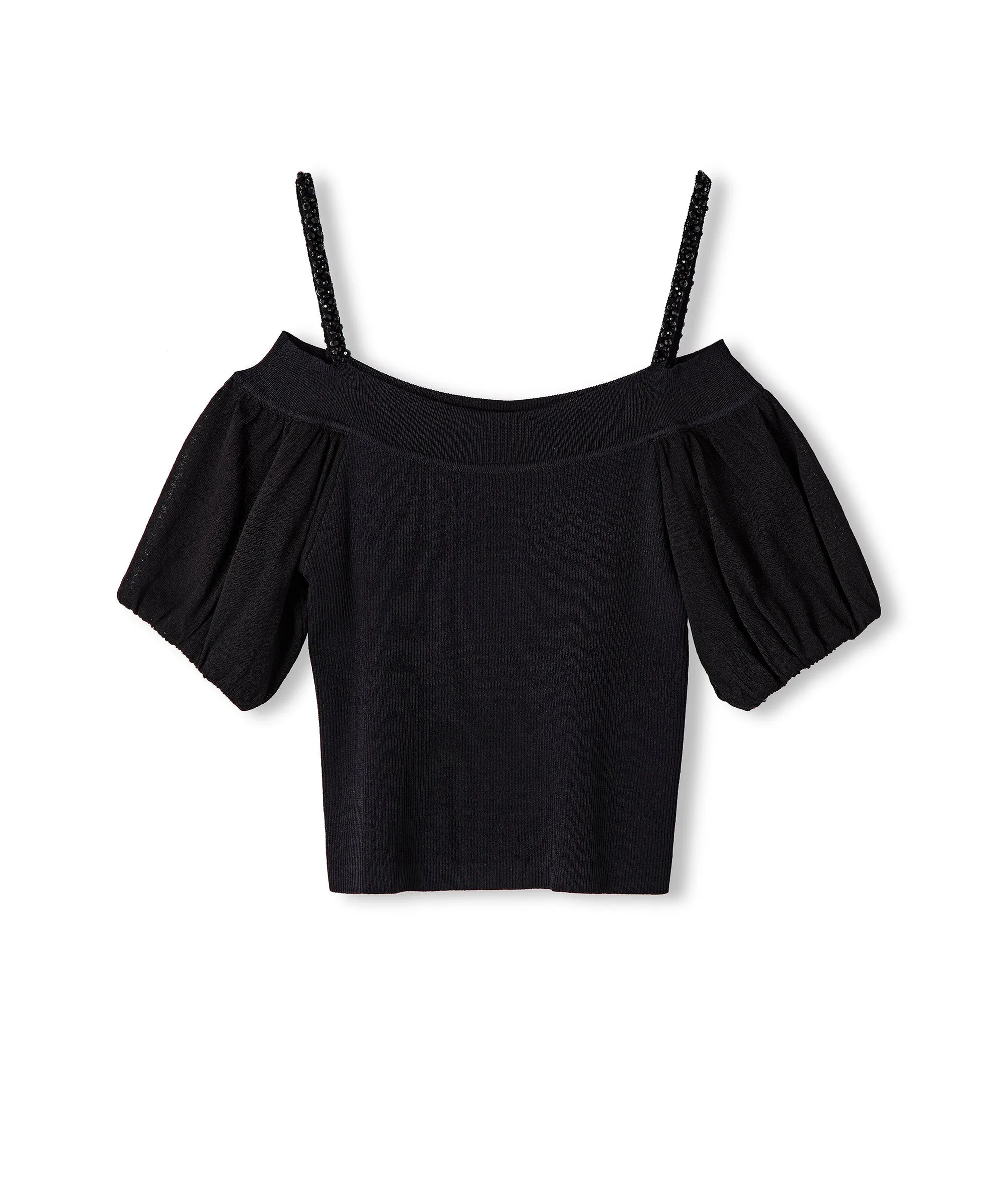 Ipekyol Stone-Embellished Crop Knitwear Black