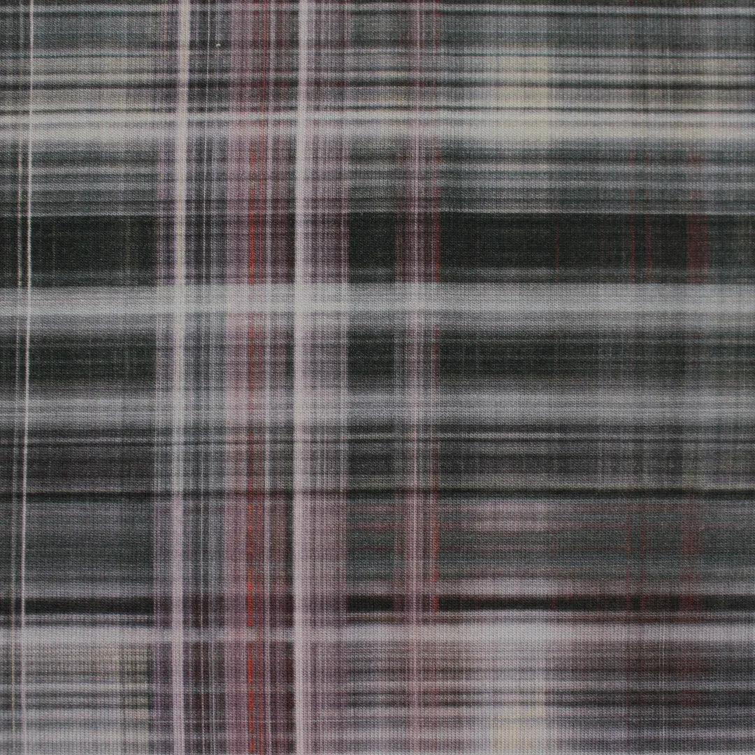 Italian 'quiet plaid' viscose/spandex knit