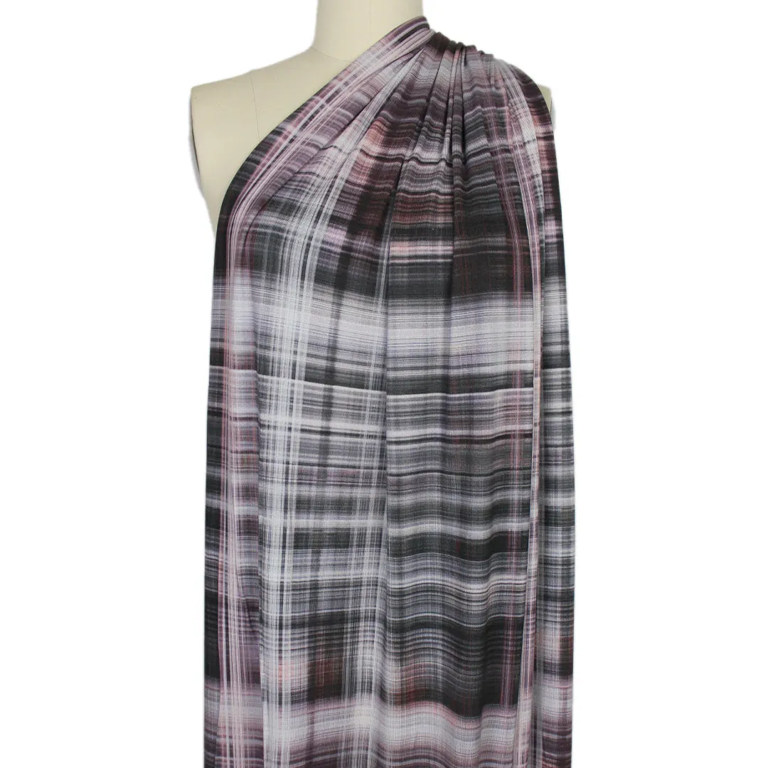 Italian 'quiet plaid' viscose/spandex knit