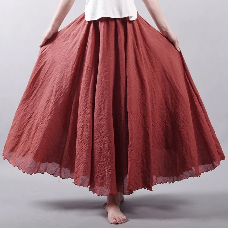 K&F Women's Cotton And Linen Long Skirts