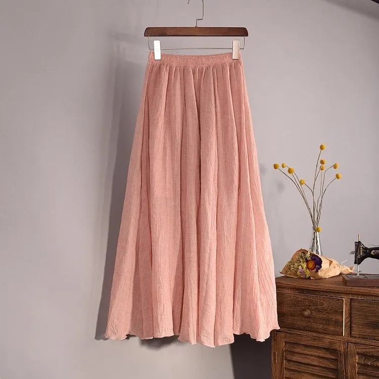 K&F Women's Cotton And Linen Long Skirts