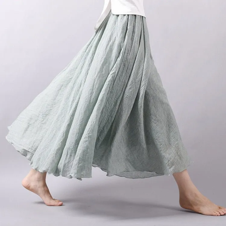 K&F Women's Cotton And Linen Long Skirts