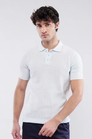 Knitted Polo Shirt - Pale Blue