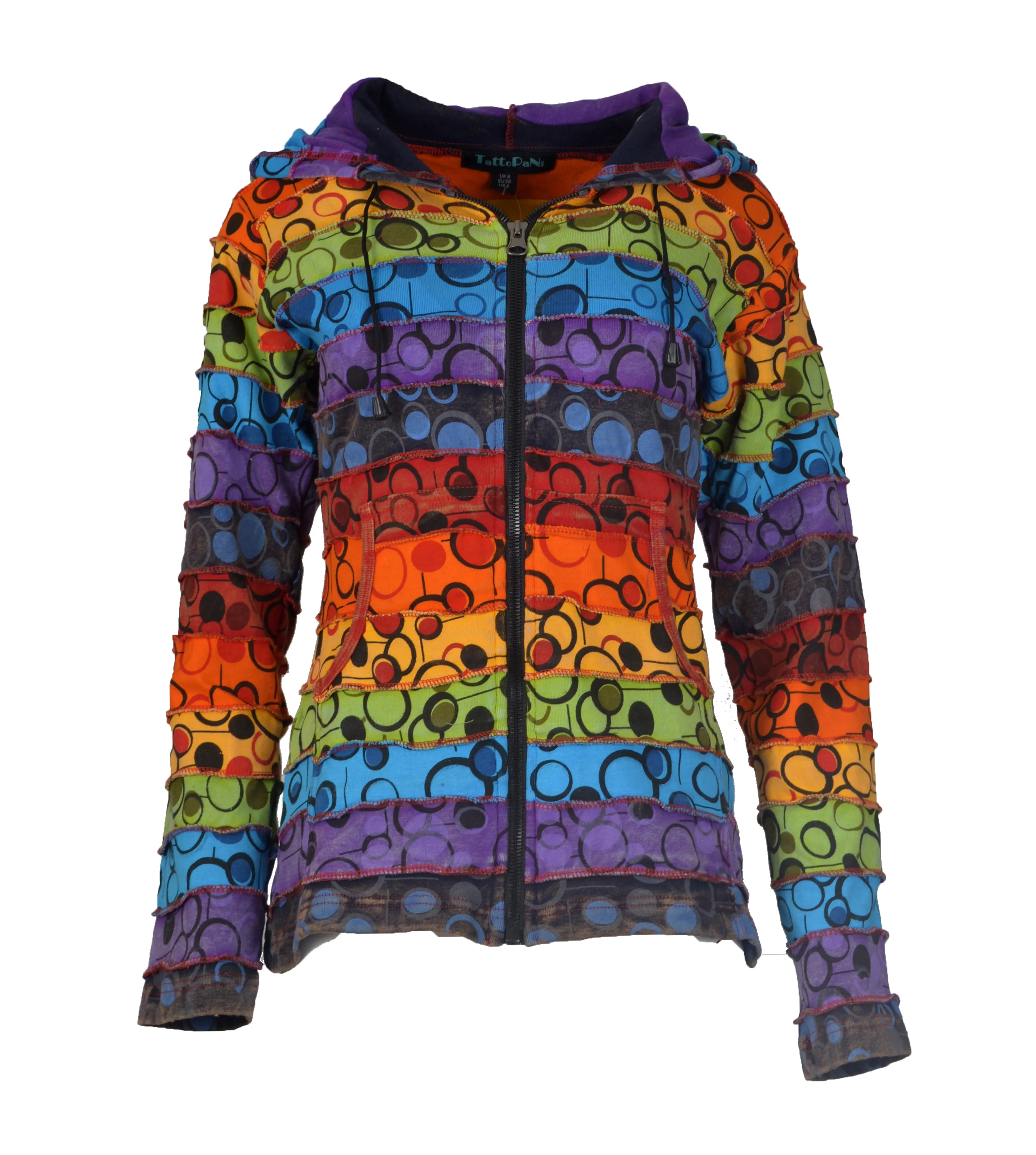 ladies-stonewashed-cotton-cardigan-with-colorful-bubble-print