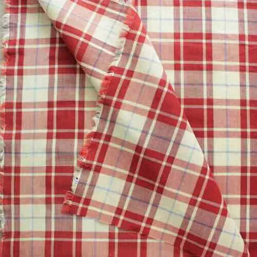 Linnet Cotton and Hemp Plaid - Red / Blue