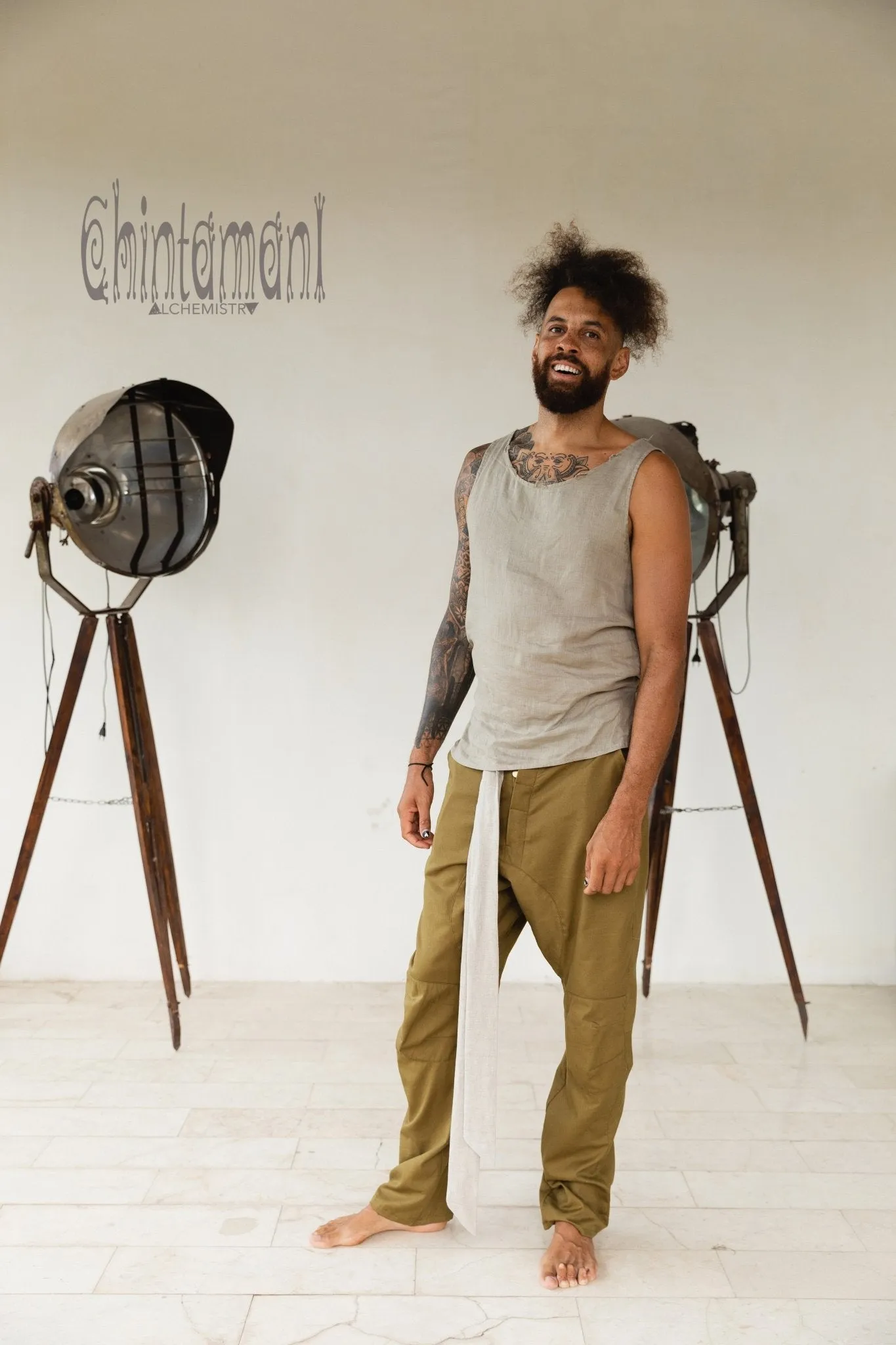 Mens Cotton Twill Long Pants / Army Green