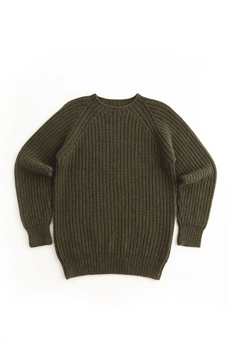 Mens Geelong Superfine Lambswool Fisherman’s Rib Jumper - Green