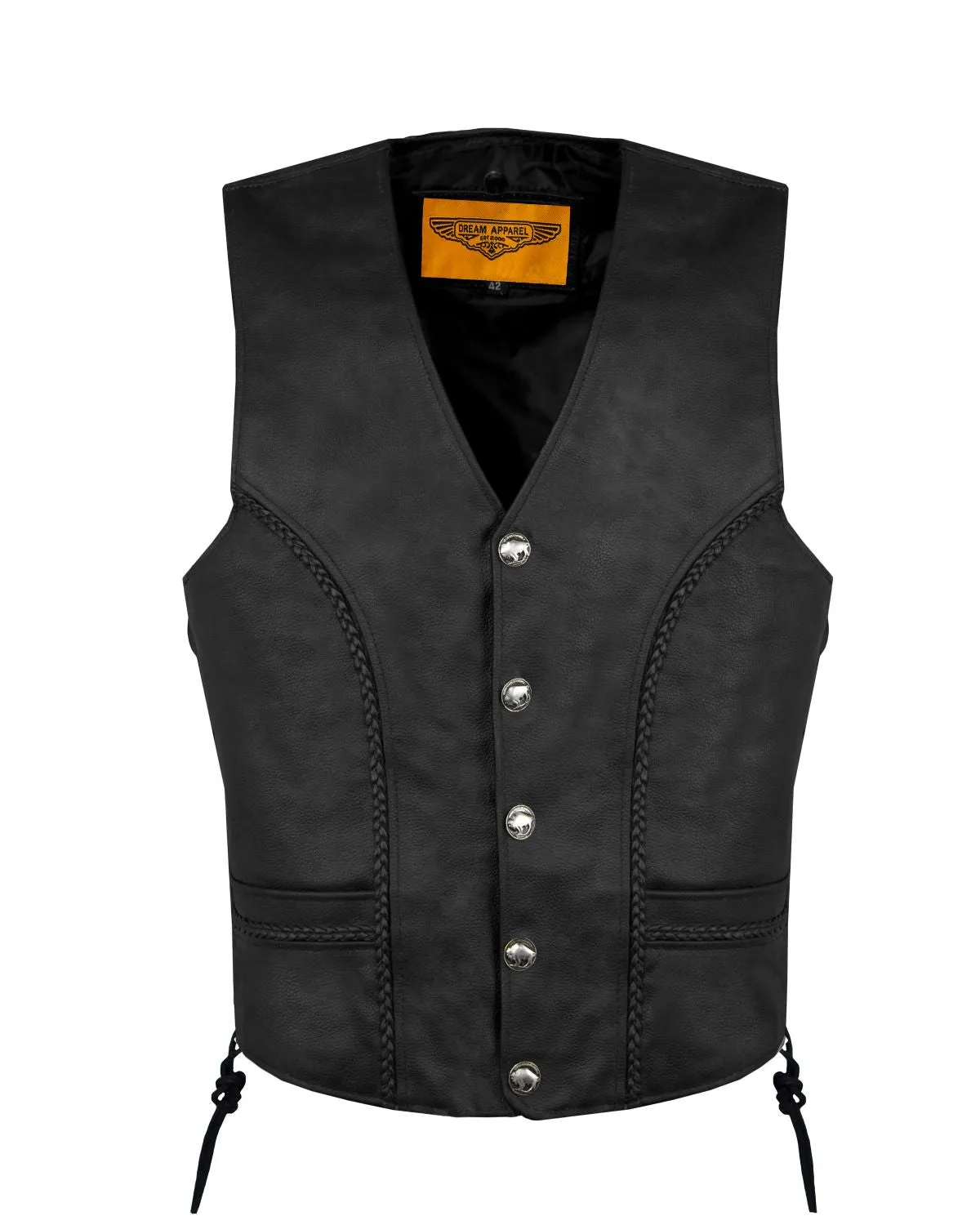 Men's Leather Vest With Buffalo Nickel Snaps