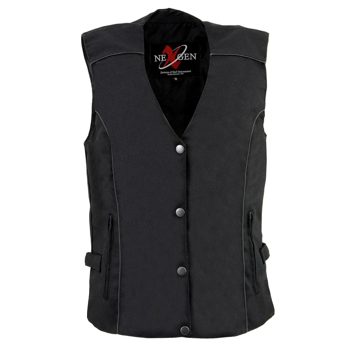 Milwaukee Leather SH1955 Ladies Black Textile Vest with Wing Embroidery