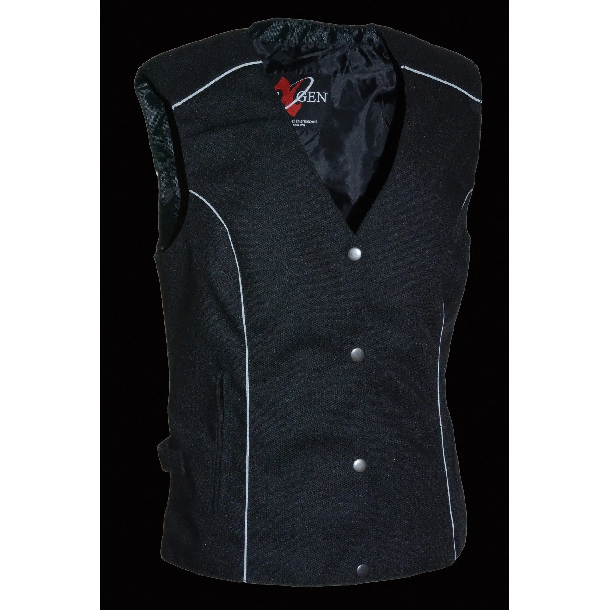 Milwaukee Leather SH1955 Ladies Black Textile Vest with Wing Embroidery