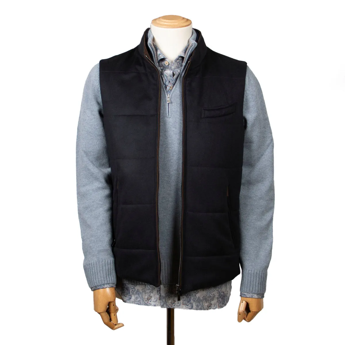 Navy 100% Cashmere Lightweight Padded Gilet