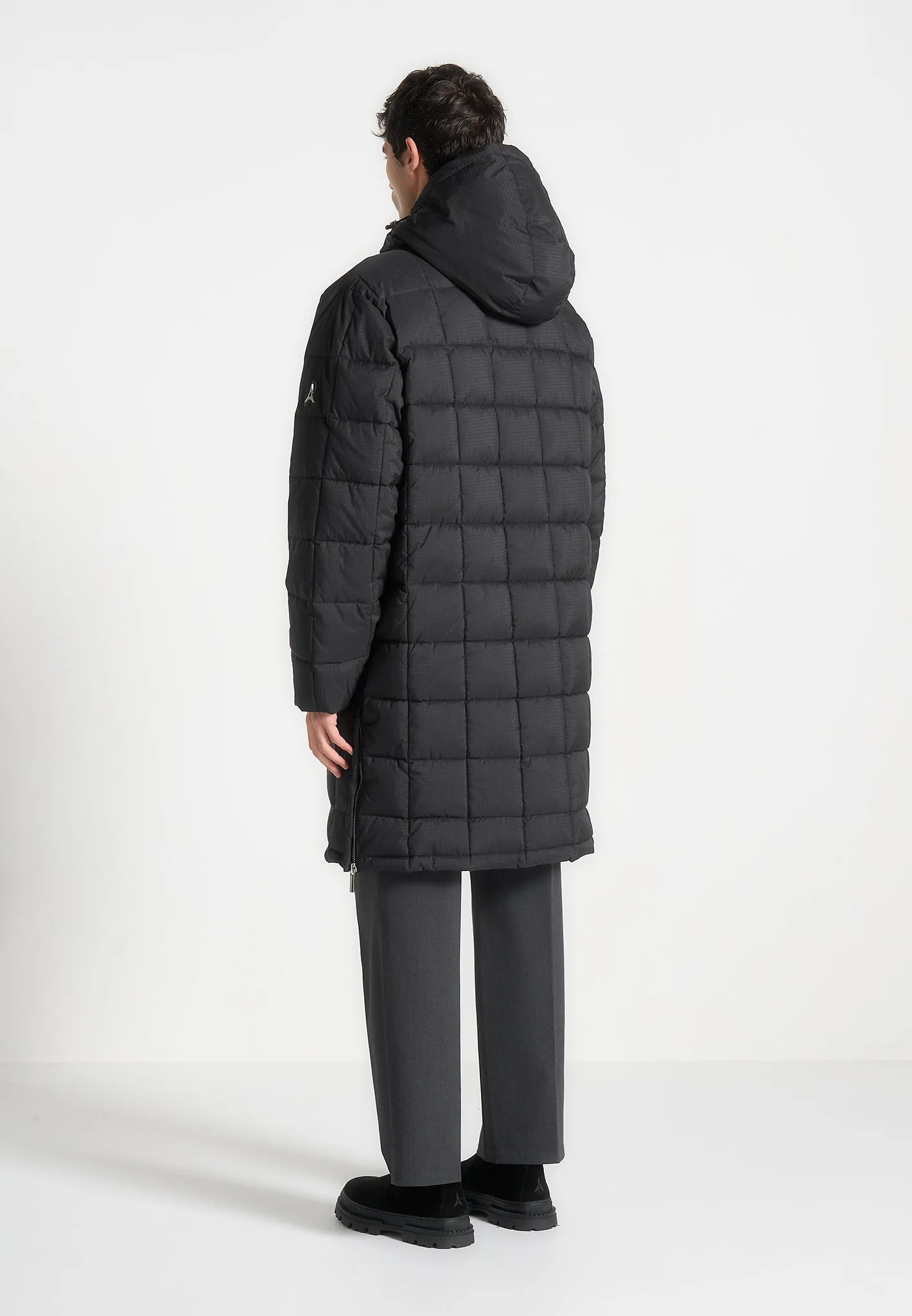 Quilted Longline Puffer Coat - Black