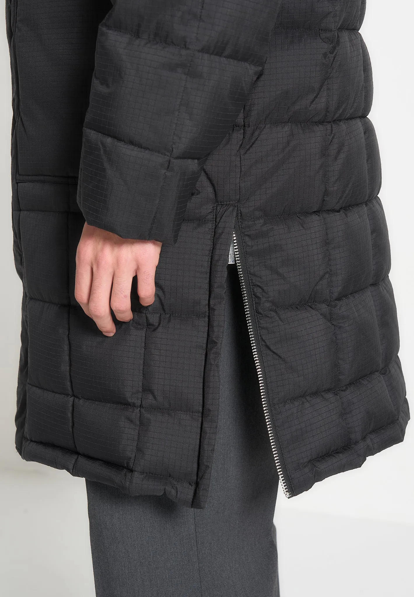 Quilted Longline Puffer Coat - Black