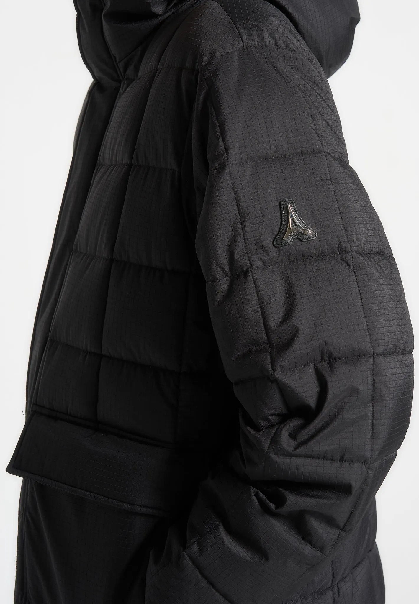 Quilted Longline Puffer Coat - Black