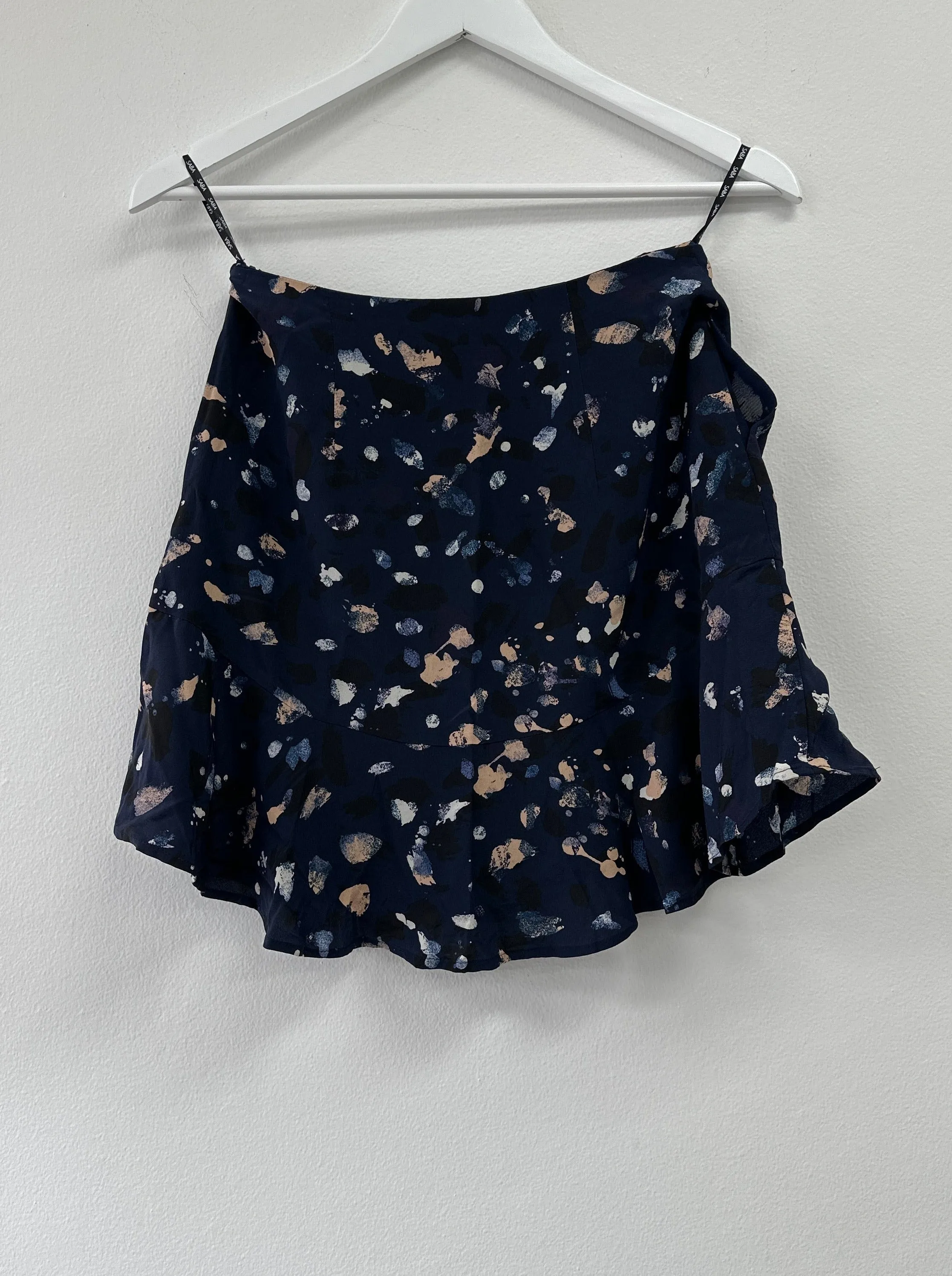 Silk Navy Mini Skirt