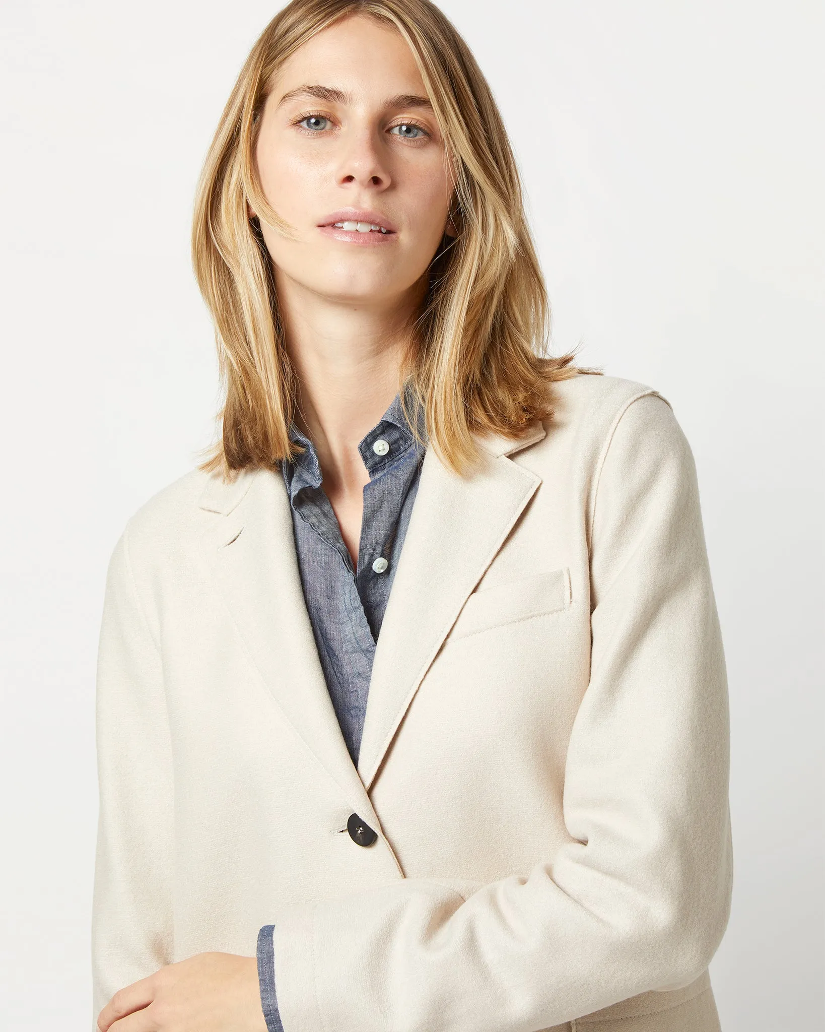 Stand Up Collar Blazer in Cream