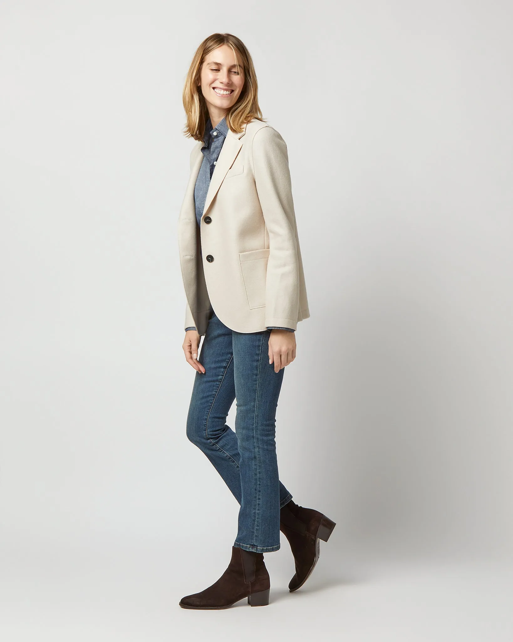 Stand Up Collar Blazer in Cream