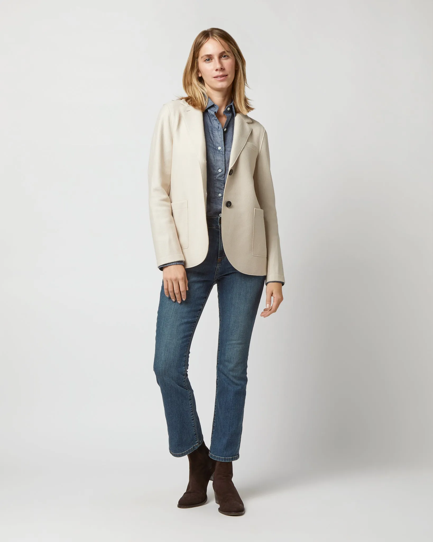 Stand Up Collar Blazer in Cream