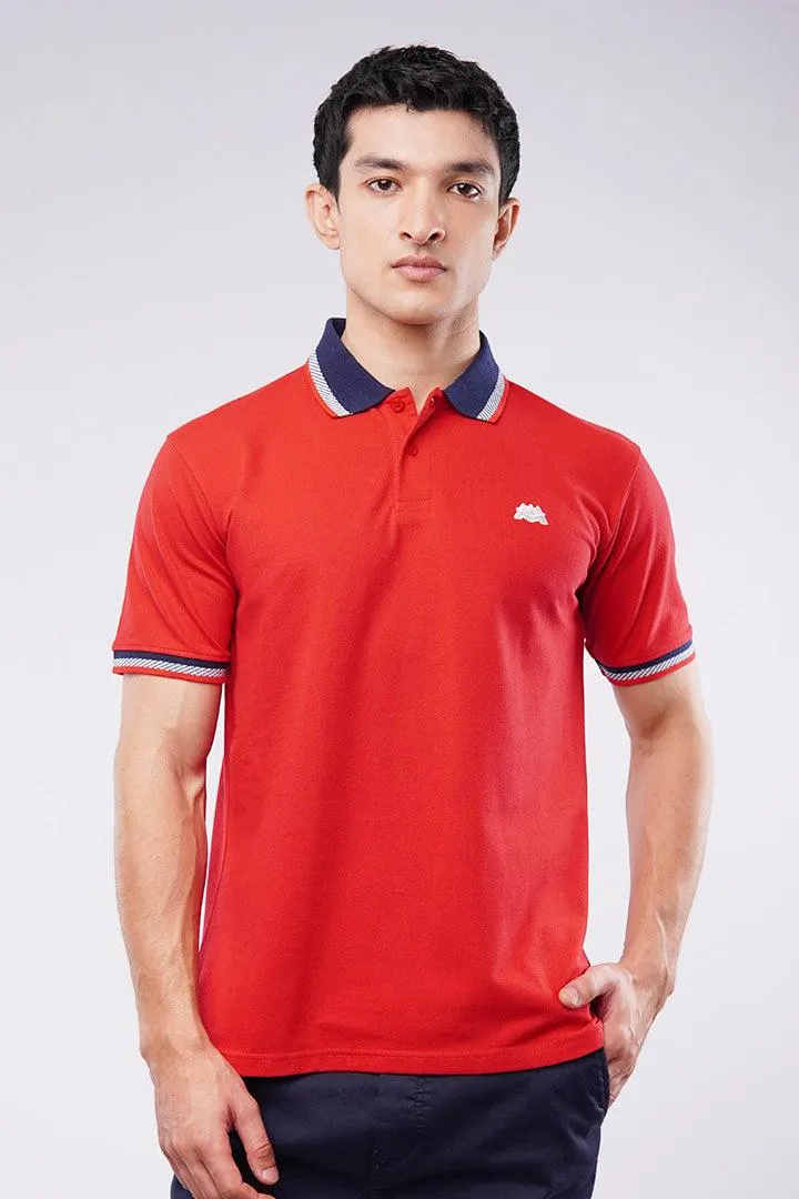 Tipping Collar Polo Shirt - Red