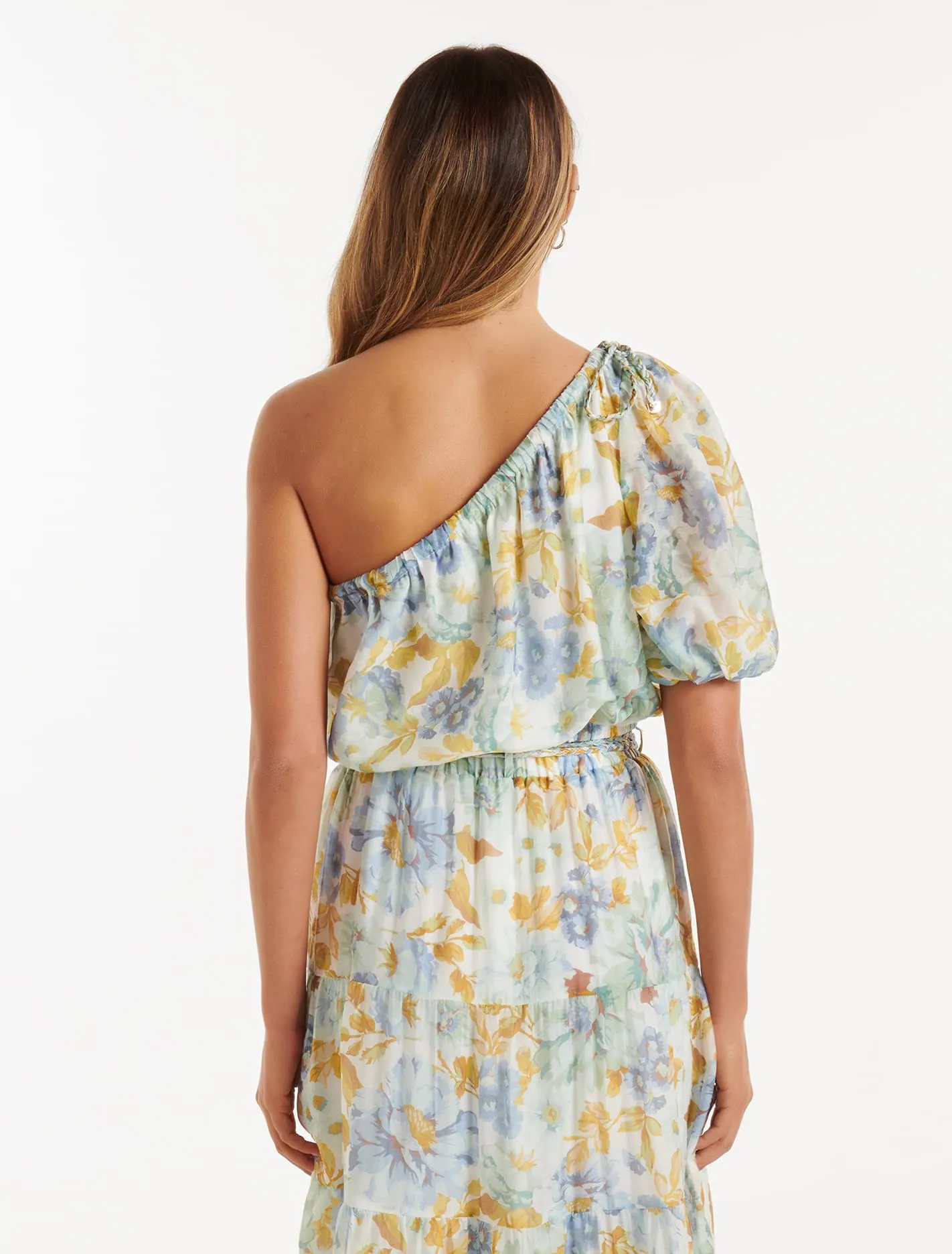 Tyra Printed Asymmetric One Shoulder Top